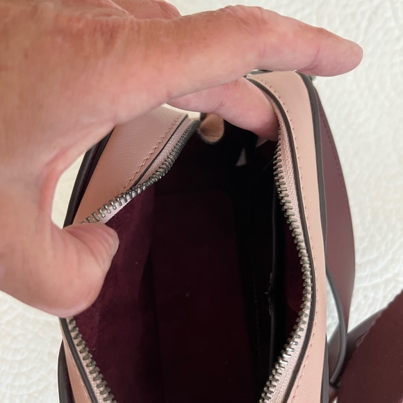 Kate Spade Pale Pink and Silver Leather Crossbody with pink/maroon strap - Picture 7 of 11